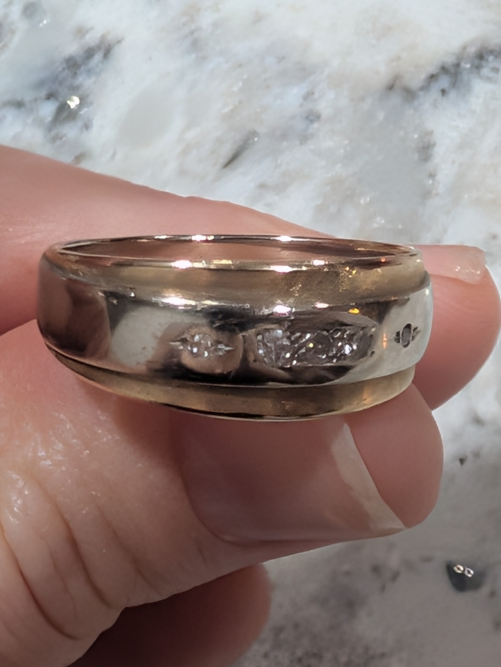 14k Gold Men's Band Ring Diamonds Sz 9.5+ - Picture 4 of 7